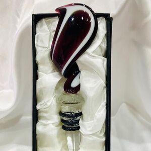 Murano Burgundy Swirl Wine Stopper NEW